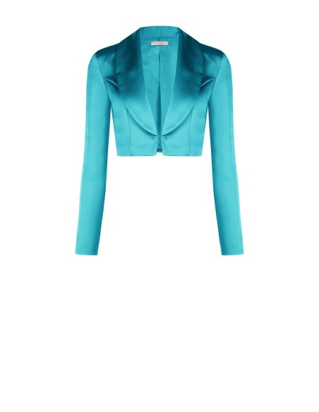 Veste courte en satin avec fermeture à agrafes et col châle Rinascimento
