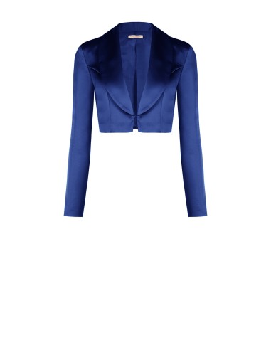 Veste courte en satin avec fermeture à agrafes et col châle Rinascimento