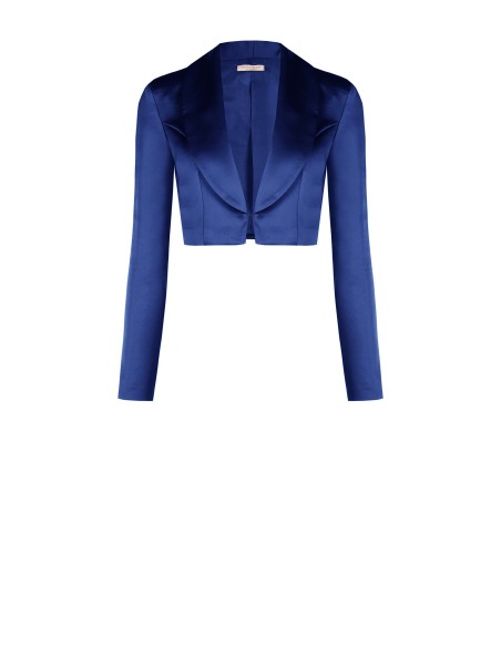 Veste courte en satin avec fermeture à agrafes et col châle Rinascimento