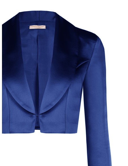Veste courte en satin avec fermeture à agrafes et col châle Rinascimento