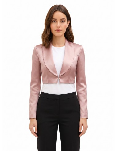 Veste courte en satin avec fermeture à agrafes et col châle Rinascimento