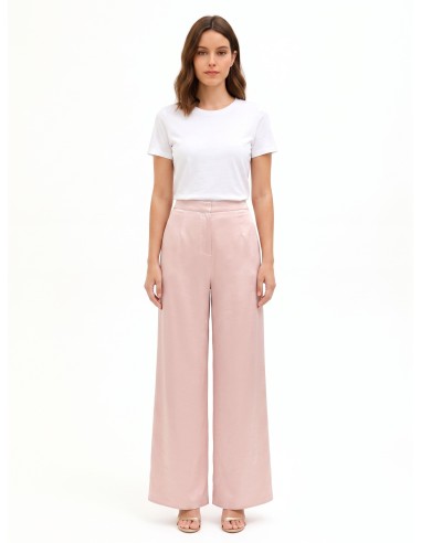 Pantalon palazzo extra-large en satin avec fermeture éclair au dos Rinascimento
