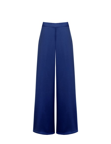 Pantalon palazzo extra-large en satin avec fermeture éclair au dos Rinascimento