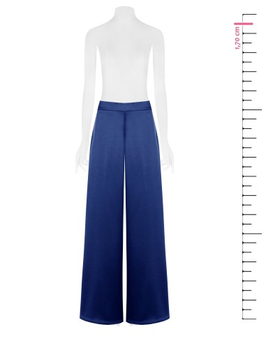 Pantalon palazzo extra-large en satin avec fermeture éclair au dos Rinascimento