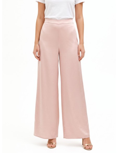 Pantalon palazzo extra-large en satin avec fermeture éclair au dos Rinascimento