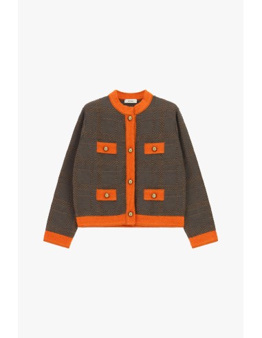 Cardigan court à motif géométrique avec quatre poches Dixie