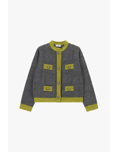 Cardigan court à motif géométrique avec quatre poches Dixie