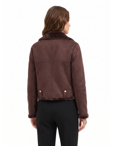 Blouson biker court en simili-mouton Rinascimento