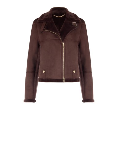 Blouson biker court en simili-mouton Rinascimento