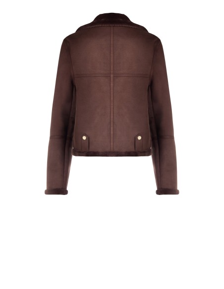 Blouson biker court en simili-mouton Rinascimento