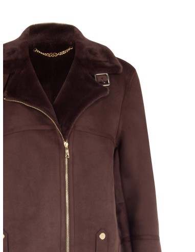 Blouson biker court en simili-mouton Rinascimento