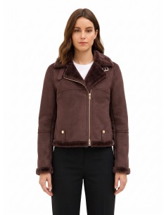 Blouson biker court en simili-mouton Rinascimento