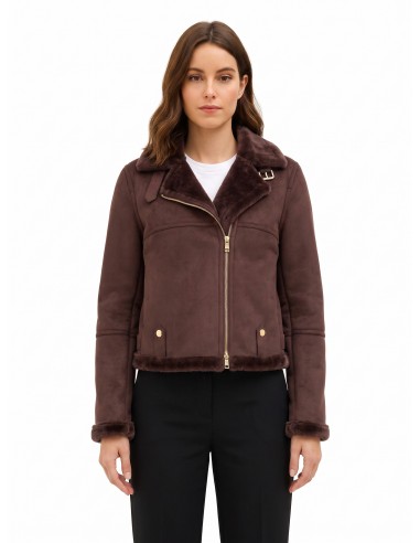 Blouson biker court en simili-mouton Rinascimento