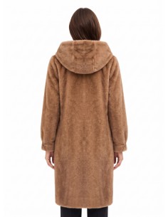 Manteau long à capuche en fausse fourrure douce avec poches passepoilées Rinascimento 2