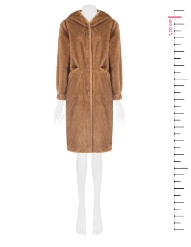 Manteau long à capuche en fausse fourrure douce avec poches passepoilées Rinascimento