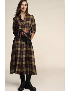 Robe longue à carreaux avec ceinture foulard Dixie