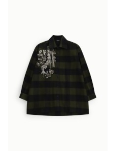 Chemise oversize à carreaux avec broderie florale Dixie