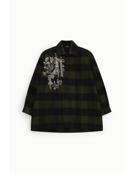 Chemise oversize à carreaux avec broderie florale Dixie