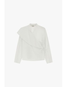 Blouse asymétrique à manches longues avec nœud latéral Dixie