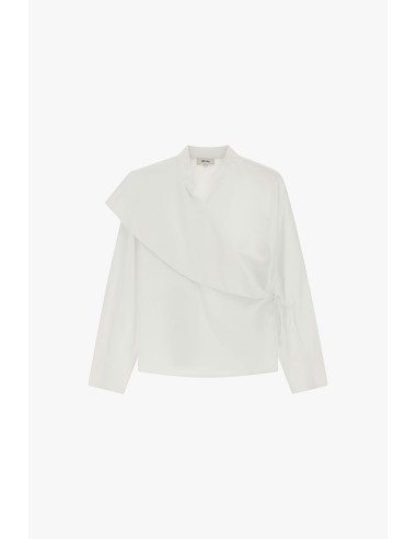 Asymmetrische blouse met lange mouwen en zijstrik