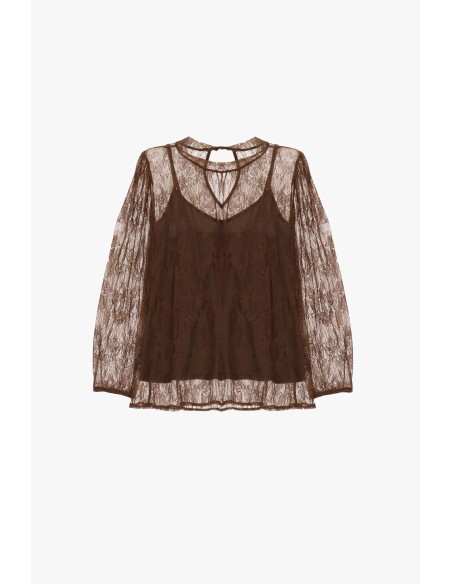 Top À Manches Longues En Dentelle Transparente Dixie