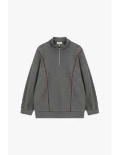 Dixie Sweatshirt zonder capuchon met rits en contrasterende naden