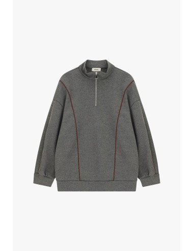Sweat-shirt sans capuche zippé avec coutures contrastantes Dixie