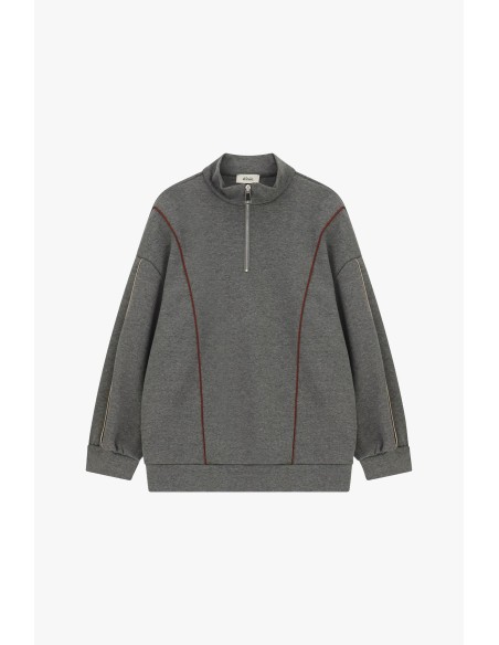 Sweat-shirt sans capuche zippé avec coutures contrastantes Dixie