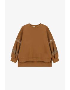 Sweat ample Dixie avec empiècements en dentelle sur les manches