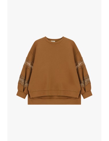 Sweat ample Dixie avec empiècements en dentelle sur les manches