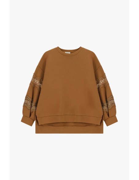 Sweat ample Dixie avec empiècements en dentelle sur les manches