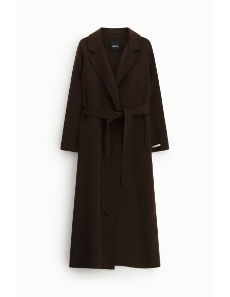 Manteau long avec ceinture assortie et revers Dixie