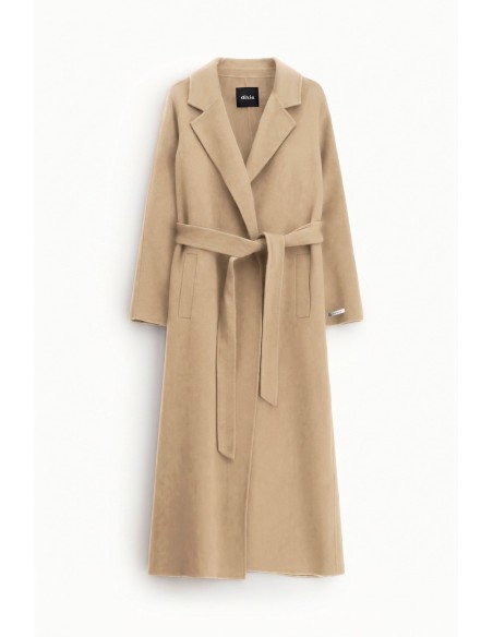 Manteau long avec ceinture assortie et revers Dixie