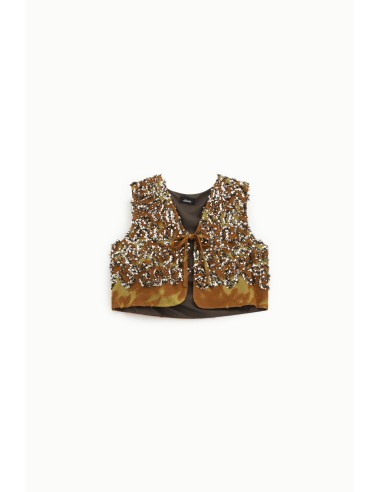 Gilet court à paillettes fantaisie avec fermeture à liens Dixie