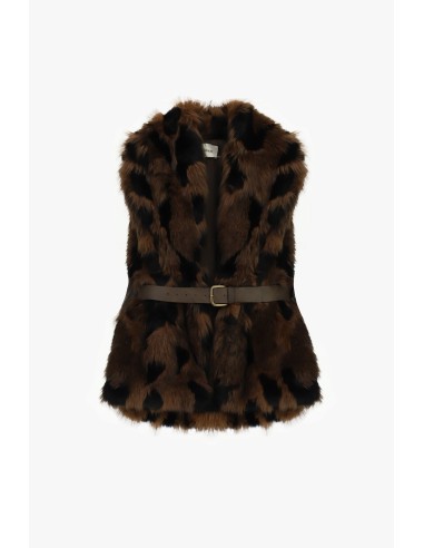 Gilet en fausse fourrure léopard avec ceinture Dixie