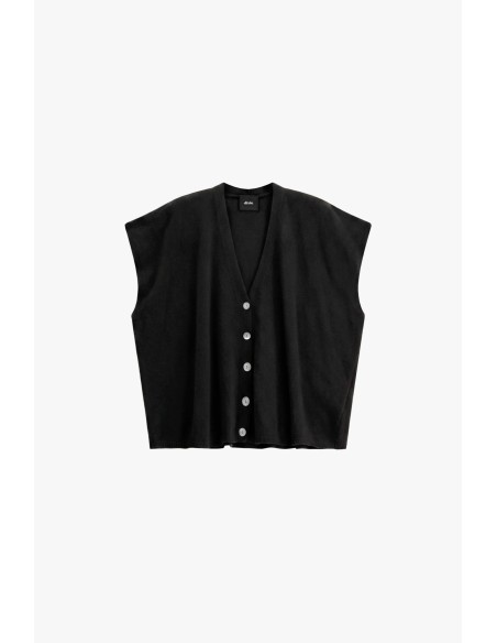 Pull sans manches à boutons et col V Dixie