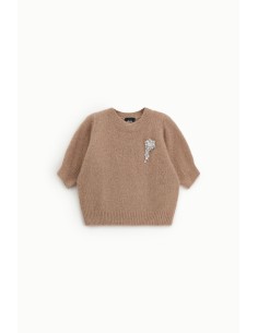 Pull à col rond à manches mi-longues avec application bijou Dixie 2