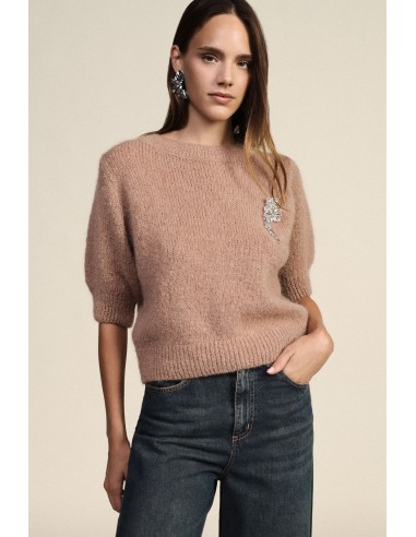 Pull à col rond à manches mi-longues avec application bijou Dixie