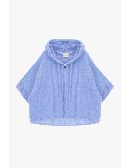 Dixie hoodie met rits en korte mouwen
