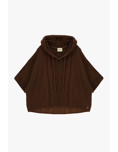 Dixie hoodie met rits en korte mouwen