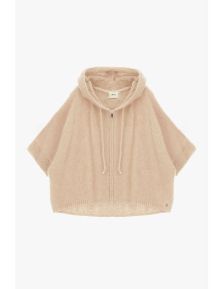 Dixie hoodie met rits en korte mouwen