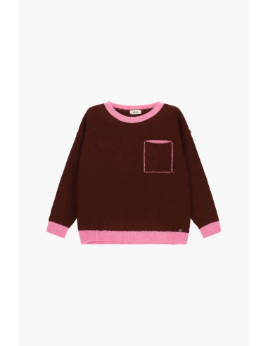 Pull à col rond avec bordures contrastantes et poche Dixie