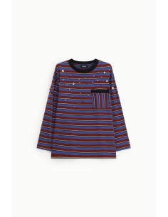 T-shirt à rayures avec détails bijoux et petite poche Dixie