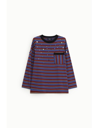 T-shirt à rayures avec détails bijoux et petite poche Dixie