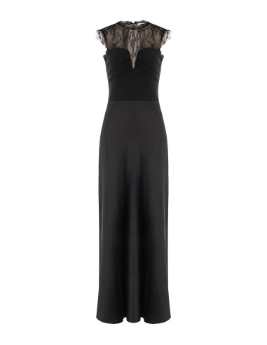 Robe longue en satin avec empiècement en dentelle de Chantilly Rinascimento