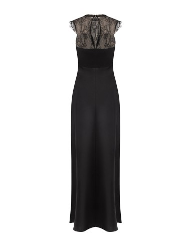 Robe longue en satin avec empiècement en dentelle de Chantilly Rinascimento