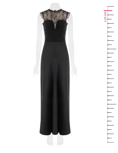 Lange satijnen jurk met Chantilly-kanten inzetstuk van Rinascimento