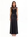 Robe longue en satin avec empiècement en dentelle de Chantilly Rinascimento