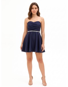 Robe courte évasée avec ceinture bijou en strass Rinascimento