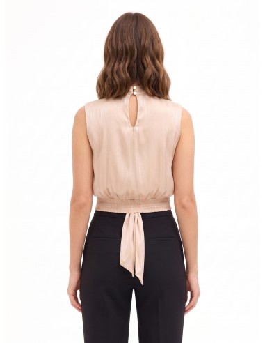 Top met strik en tailleband van gelamineerde georgette Rinascimento